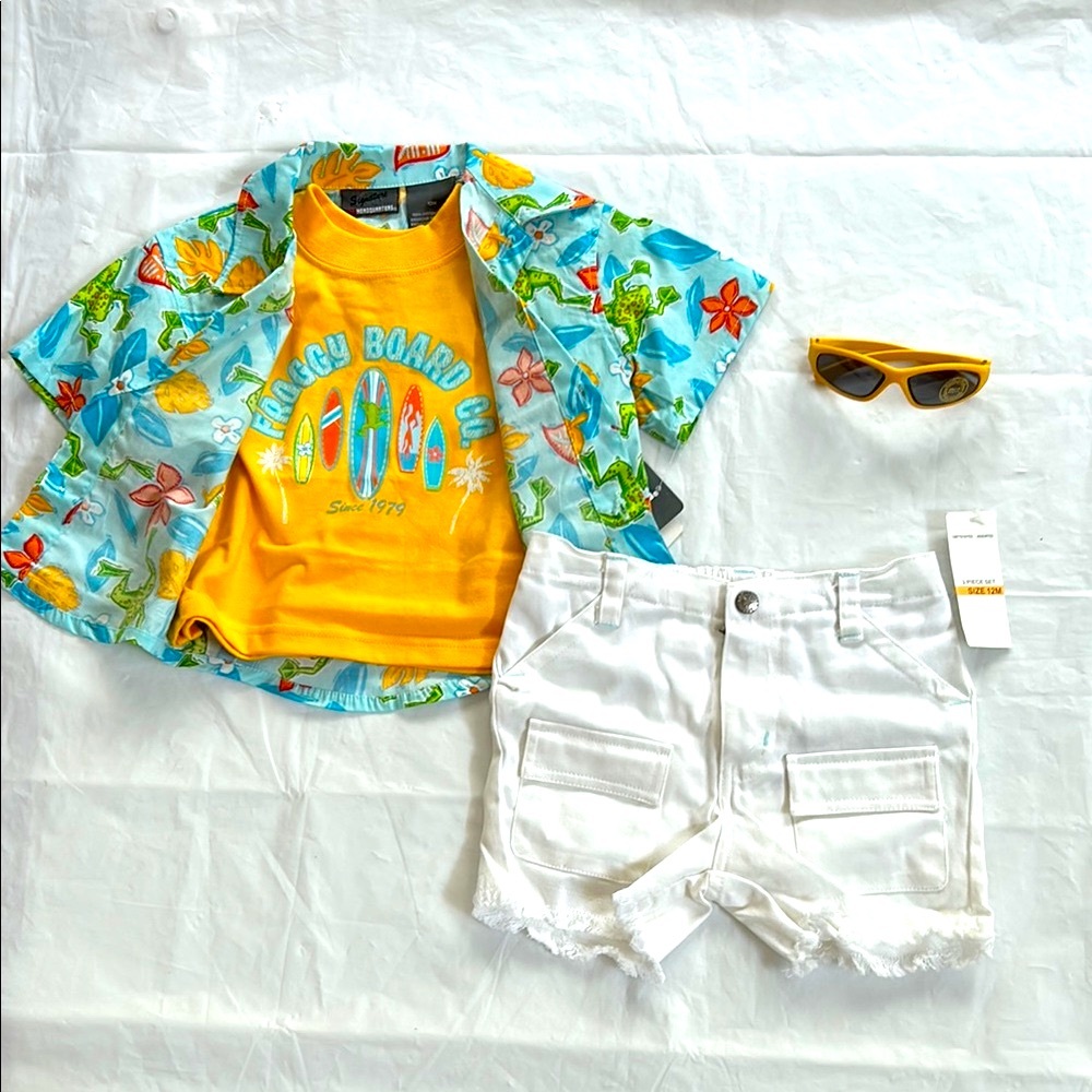 Kids Headquarters Blue and Yellow Matching Set Tropical Vibes